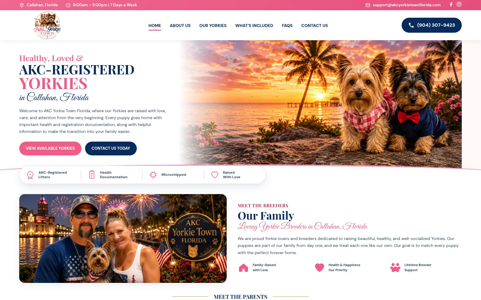 Existing NWD portfolio website design: AKC Yorkie Town Florida