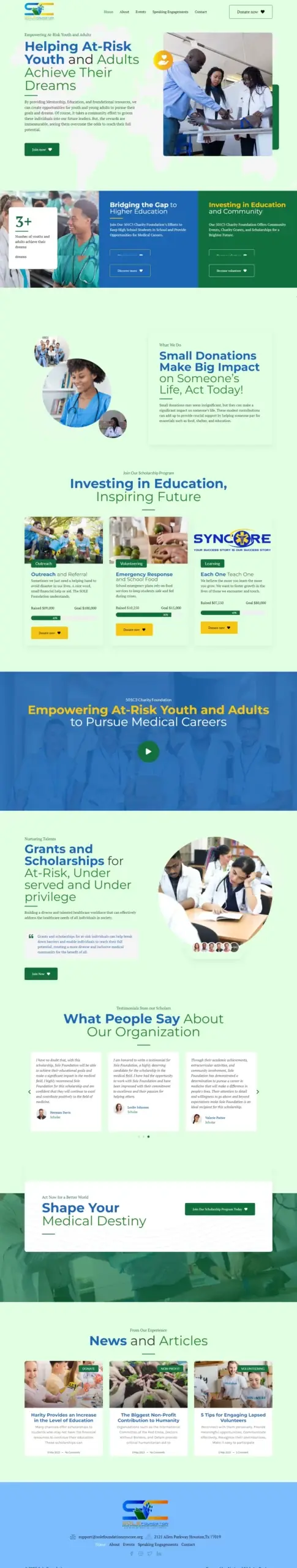 Existing NWD portfolio website design: SOLE / Syncore Foundation