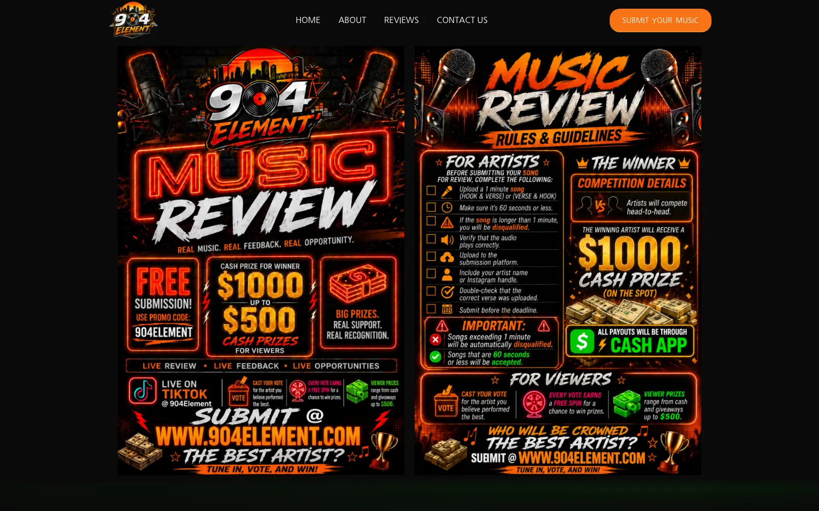 Existing NWD portfolio website design: 904 Element