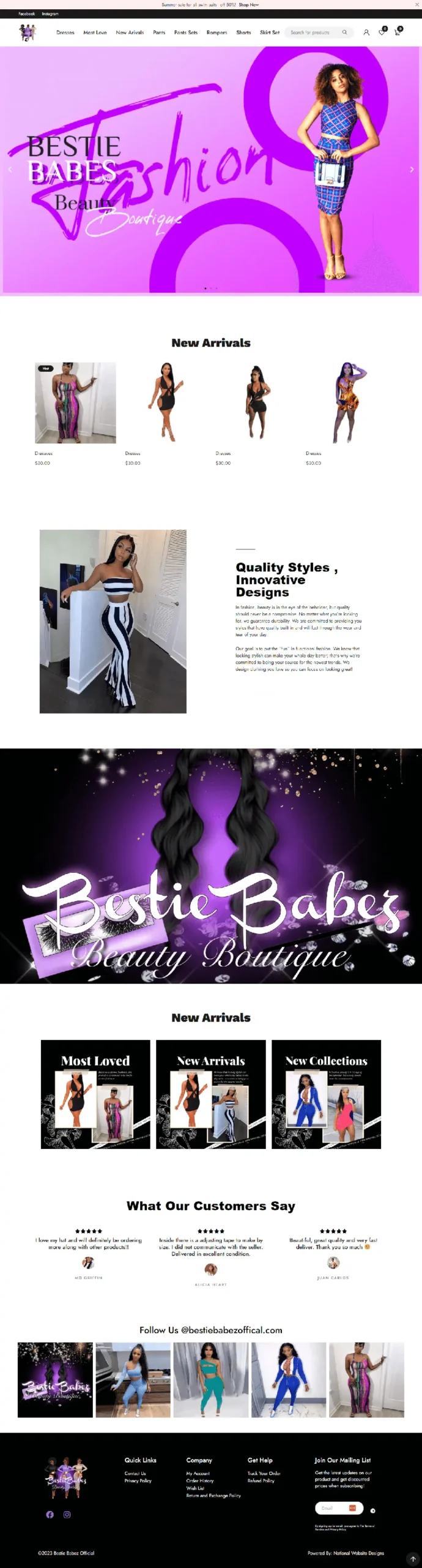 Existing NWD portfolio website design: Bestie Babez Beauty Boutique