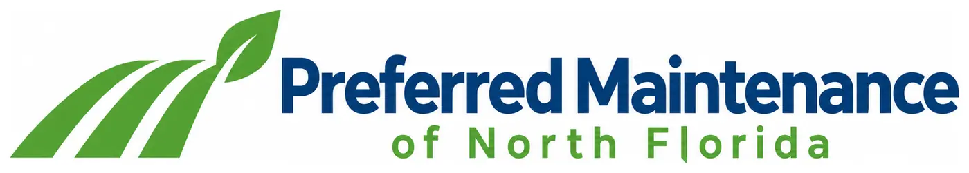 Final Preferred Maintenance of North Florida logo, with green lawn and leaf symbol and blue wordmark