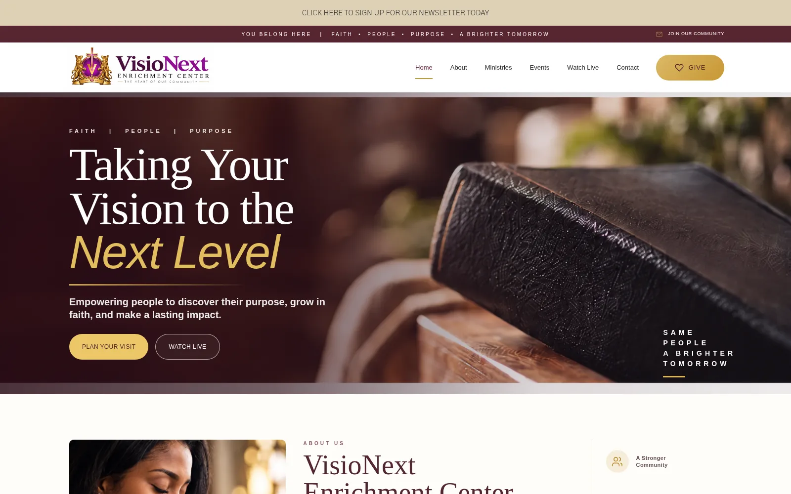 Existing NWD portfolio website design: VisioNext Enrichment Center