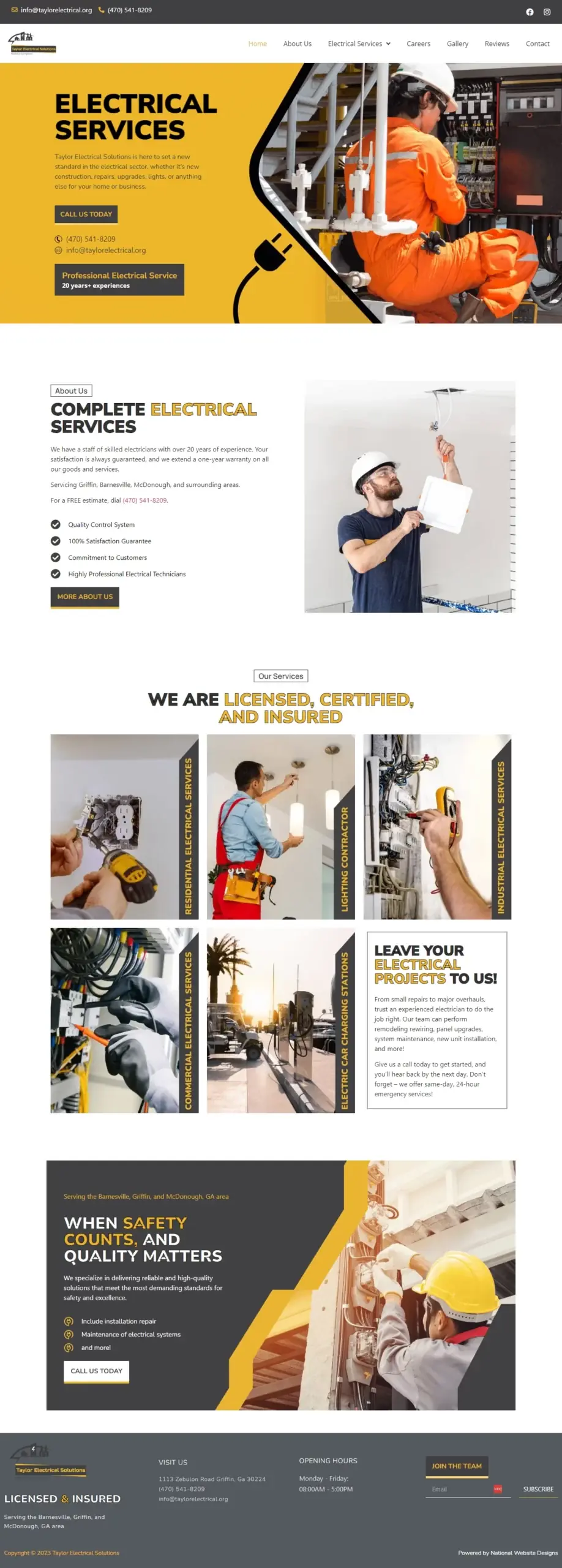 Existing NWD portfolio website design: Taylor Electrical Solutions